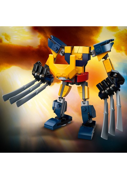 Marvel Wolverine Robot Zırhı 76202 # Süper Kahraman Seven Çocuklar İçin Koleksiyonluk Robot Zırh ve Minifigür İçeren Yaratıcı Oyuncak Yapım Seti (141 Parça)