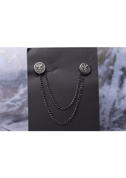Gümüş Zincirli Yaka Iğnesi