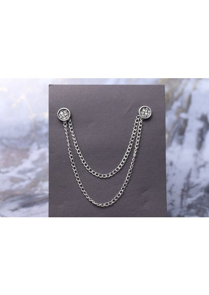 Gümüş Zincirli Yaka Iğnesi