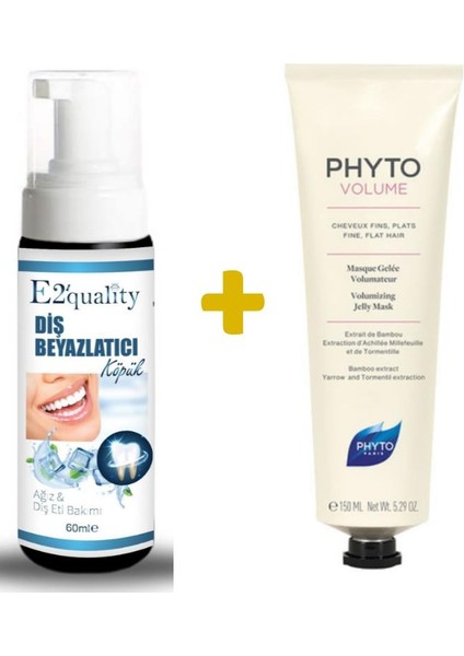 E2'quality Diş Beyazlatıcı Köpük + Phyto Volume Yoğun Hacim Kazandıran Jel Maske 150 ml