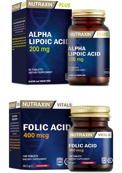 400 Mcg Folic Acid ve Alpha Lipoic Acid(Tioktik Asit) 200 Mg 60 Tablet