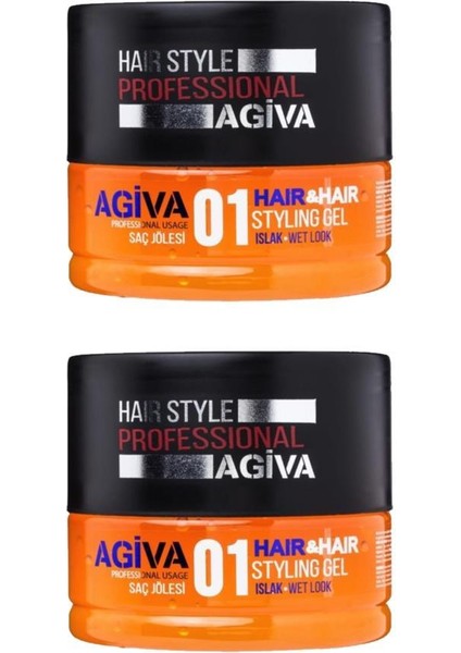 Hair Styling Gel 01 Wet Look 700 ml X2