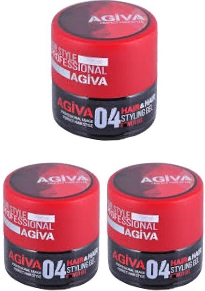 Hair Styling Gel 04 Red Power Strong 200 ml X3