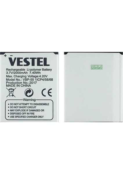 Vestel Venüs 5.5x Uyumlu Vbp-55 2000 Mah Batarya
