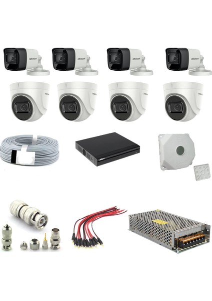Hıkvısıon Kamera 2mp 1080P 8 Adet Fullhd Güvenlik Kamera Seti