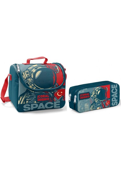 Coral High Beslenme Çantası ve Kalemlik Takım - Lacivert - Astronot - Erkek Çocuk