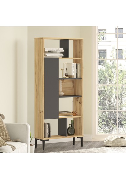 Linda Kitaplık 163CM Keçe-Antrasit Ln4-Ka