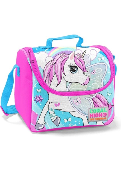 Mavi Unicorn Kız Çocuk Çekçek Çanta Seti - Işıklı Tekerlekler