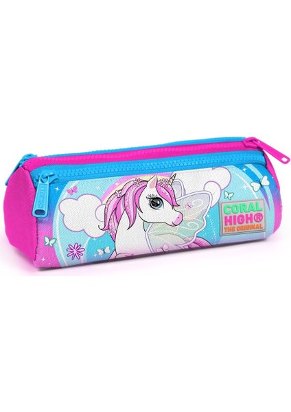 Mavi Unicorn Kız Çocuk Çekçek Çanta Seti - Işıklı Tekerlekler