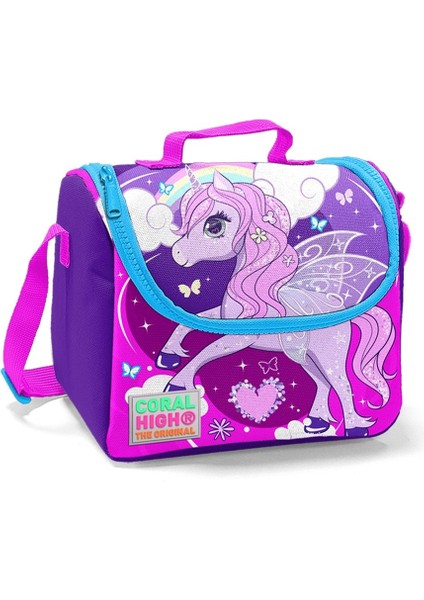 Mor Unicorn Baskılı Kız Çocuk 3'lü Ilkokul Çanta Seti