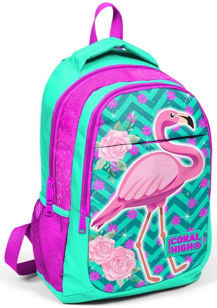 Coral High Yeşil Flamingo Kız Çocuk Ilkokul Çanta Seti - Sırt Çantası+Beslenme+Kalemlik fiyatları
