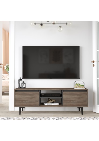 Robin Home Linda Tv Ünitesi Tv Sehpası Kapaklı 140CM Kahve-Antrasit Ln1-Ca