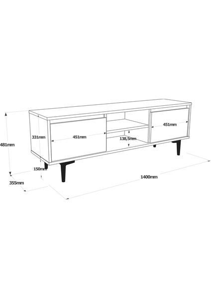 Robin Home Linda Tv Ünitesi Tv Sehpası Kapaklı 140CM Kahve-Antrasit Ln1-Ca