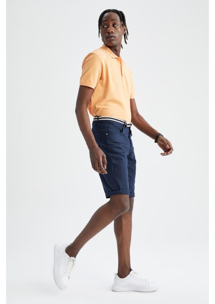 Slim Fit Kemerli Bermuda Şort N4990AZ22SM