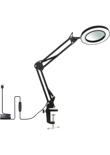8x Büyüteçli Esnek Kelepçeli Masa Lambası Salıncak Kolu Kısılabilir Led'ler Masa Lambası 3 Renk Modu ve 10 Parlaklık Seviyesi (Yurt Dışından) fırsatları