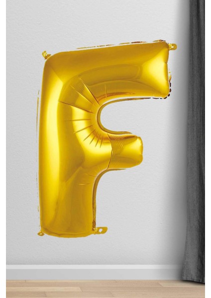 F Harfi Folyo Balon Gold 100 cm 40 Inç 1 Metre Altın