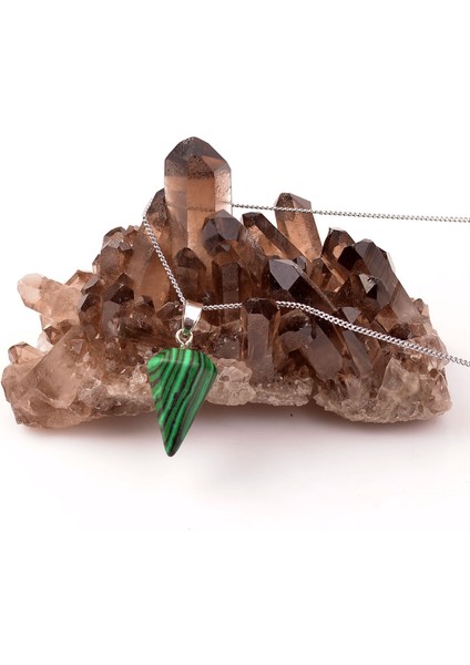 Sentetik Malahit Taşı Koni Kolye