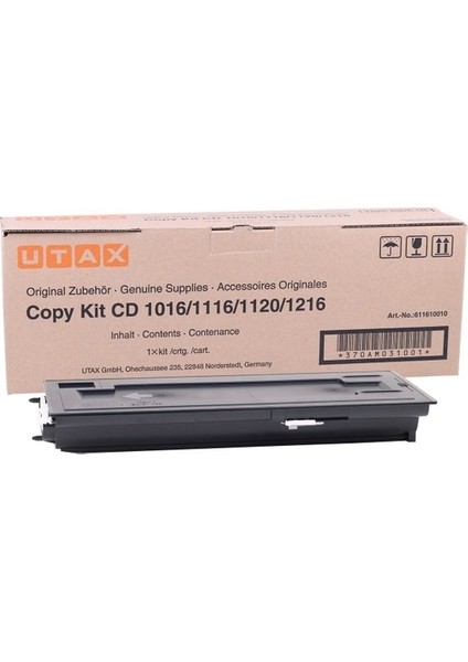 CD-1016 Orijinal Siyah Toner Utax CD-1016/CD-1116/CD-1120