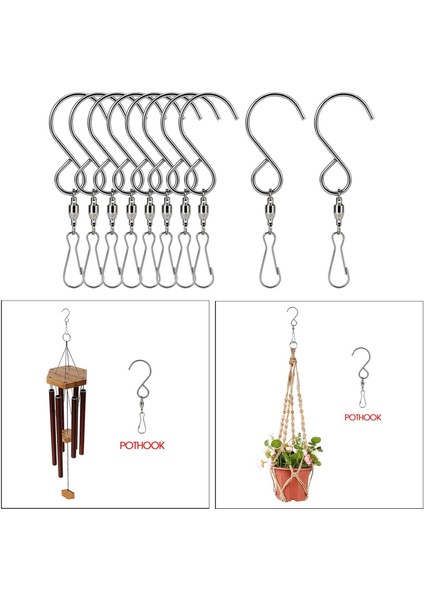 10X Döner S Kanca Klipleri Asılı Bahçe Rüzgar Spinners Saksı Gümüş Için (Yurt Dışından) fırsatları