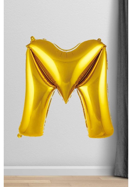M Harfi Folyo Balon Gold 100 cm 40 Inç 1 Metre Altın