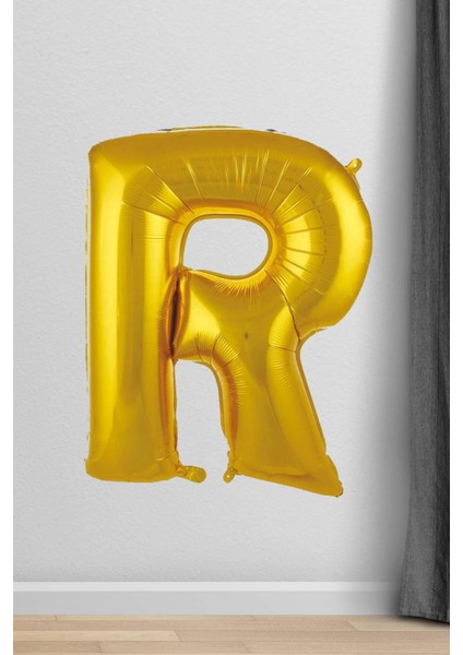 R Harfi Folyo Balon Gold 100 cm 40 Inç 1 Metre Altın