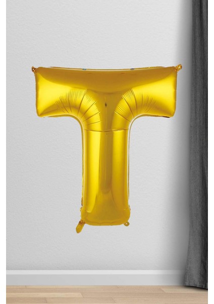 T Harfi Folyo Balon Gold 100 cm 40 Inç 1 Metre Altın