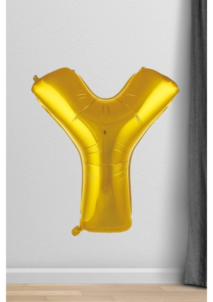 Y Harfi Folyo Balon Gold 100 cm 40 Inç 1 Metre Altın