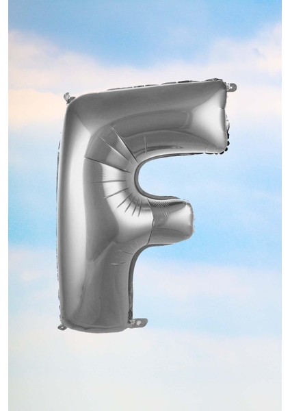 F Harfi Gümüş Folyo Balon 100 cm 40 Inç 1 Metre Silver