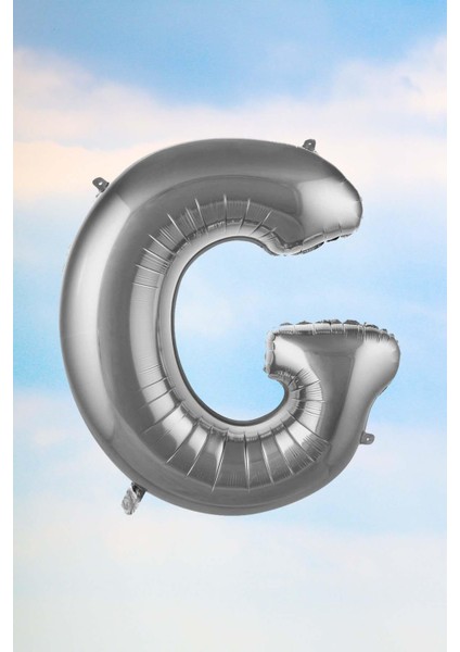 G Harfi Gümüş Folyo Balon 100 cm 40 Inç 1 Metre Silver