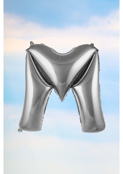 M Harfi Gümüş Folyo Balon 100 cm 40 Inç 1 Metre Silver
