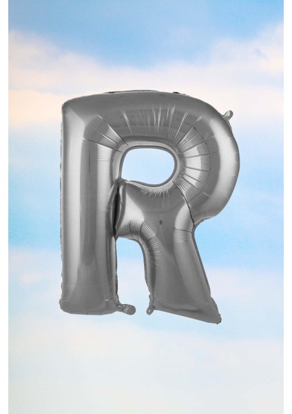 R Harfi Gümüş Folyo Balon 100 cm 40 Inç 1 Metre Silver