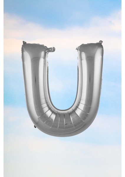 U Harfi Gümüş Folyo Balon 100 cm 40 Inç 1 Metre Silver