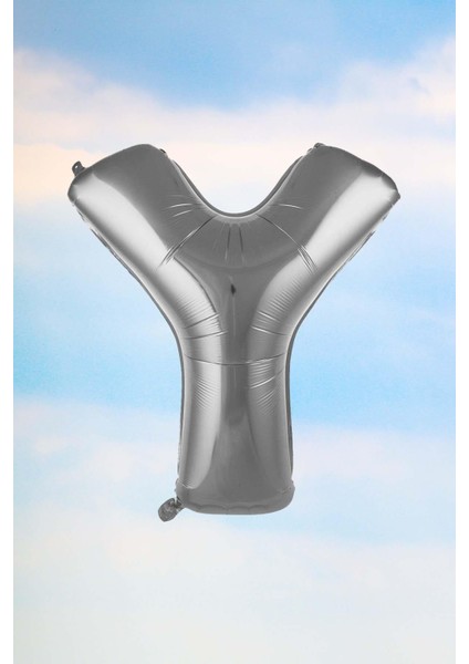 Y Harfi Gümüş Folyo Balon 100 cm 40 Inç 1 Metre Silver