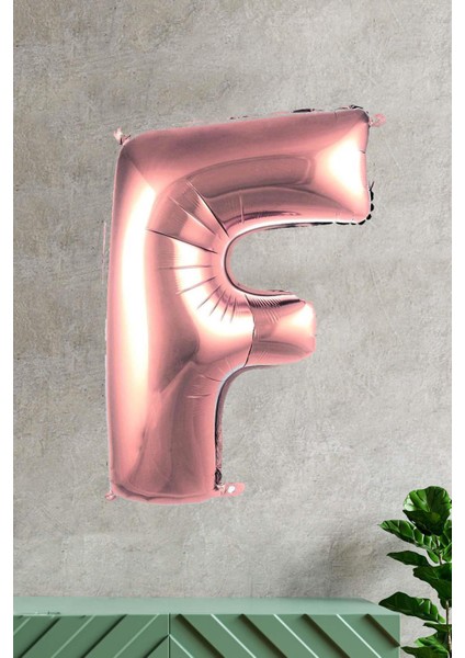 F Harfi Rose Gold Folyo Balon 100 cm 40 Inç 1 Metre Baş Harf Balon