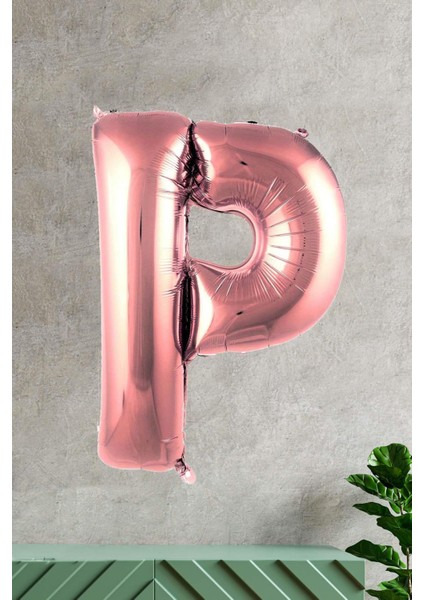 P Harfi Rose Gold Folyo Balon 100 cm 40 Inç 1 Metre Baş Harf Balon