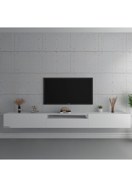 Duvara Monte Tv Sehpası Beyaz S6109-1 fiyatları