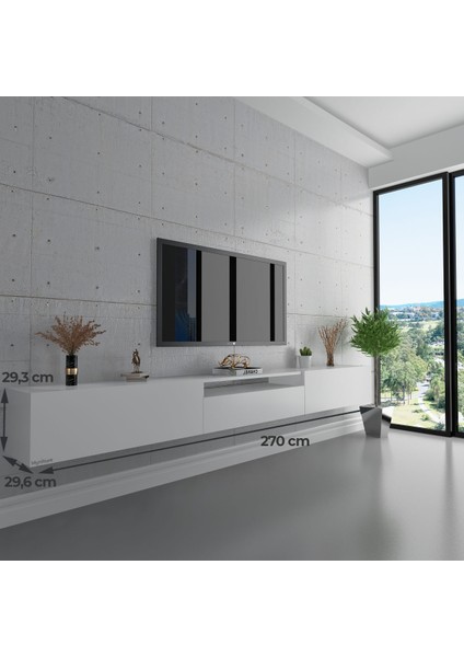 Duvara Monte Tv Sehpası Beyaz S6109-1 modelleri