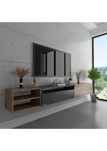 Duvara Monte Tv Sehpası S6111-7 Çırağan Antrasit Çırağan