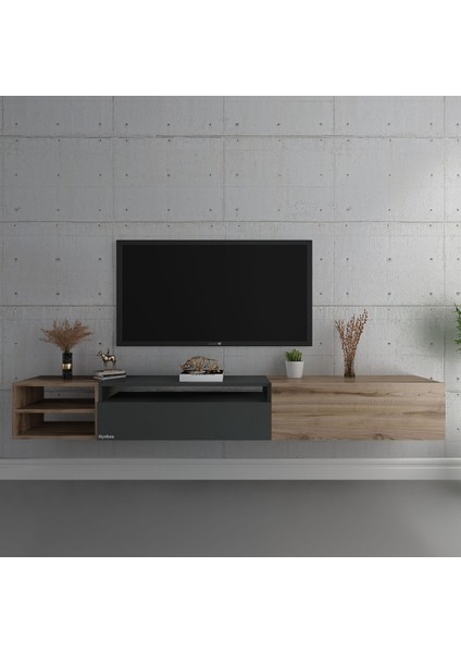 Duvara Monte Tv Sehpası S6111-7 Çırağan Antrasit Çırağan