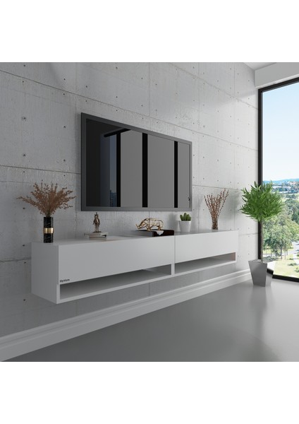 Duvara Monte Tv Sehpası Beyaz S6102-1
