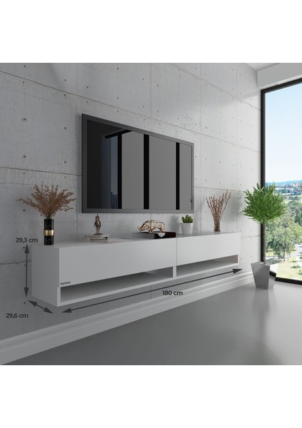 Duvara Monte Tv Sehpası Beyaz S6102-1 modelleri