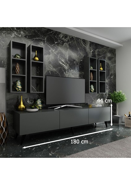 Ideal Tv Ünitesi + Duvar Rafı Q7002-4 Antrasit