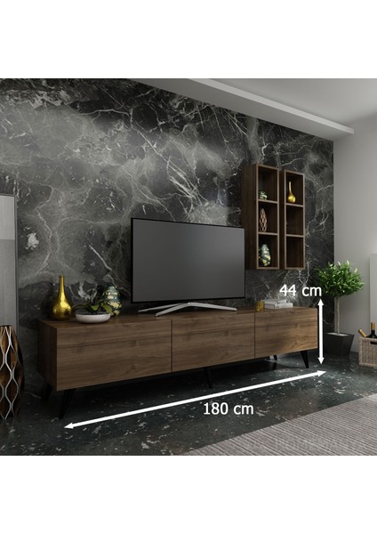 Ideal Tv Ünitesi + Duvar Rafı Q7003-2 Ceviz