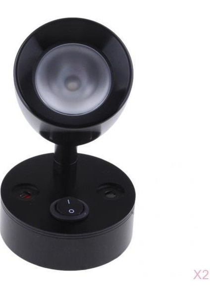 2x 12 V / 3W Tekne LED Spot Iç Okuma Işık Duvar Lambası 3000 K Siyah (Yurt Dışından)