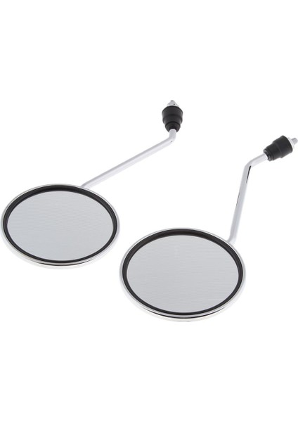 Motosiklet Scooter Için 2 Parça Krom Yuvarlak Dikiz Yan Aynalar 8mm (Yurt Dışından)