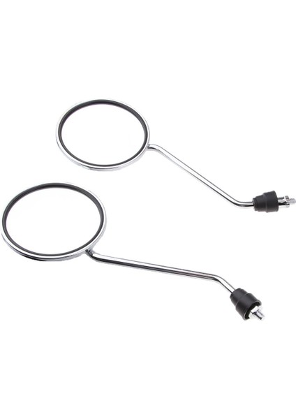 Motosiklet Scooter Için 2 Parça Krom Yuvarlak Dikiz Yan Aynalar 8mm (Yurt Dışından)