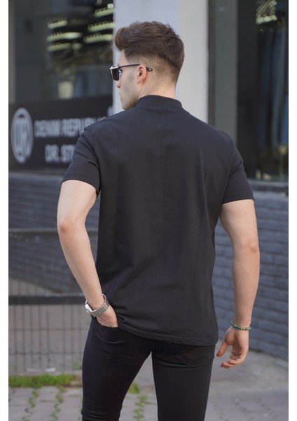 Siyah Fermuar Yaka Erkek Tişört 5858