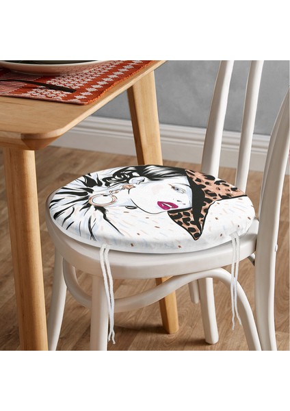 Real Homes Şapkalı Fashion Girl Desenli Yuvarlak Fermuarlı Sandalye Minderi fiyatları