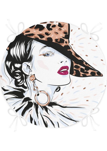 Real Homes Şapkalı Fashion Girl Desenli Yuvarlak Fermuarlı Sandalye Minderi fırsatları