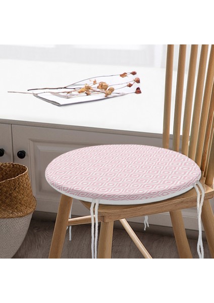 Real Homes Özel Tasarım Pembe Ikat Desenli Dijital Baskılı Yuvarlak Fermuarlı Sandalye Minderi modelleri